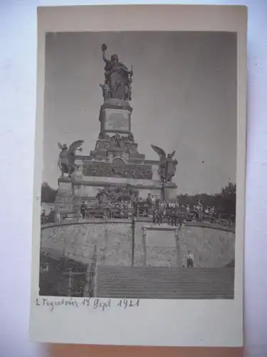 Alte AK Fotokarte Rüdesheim Nationaldenkmal 1921 [P132]