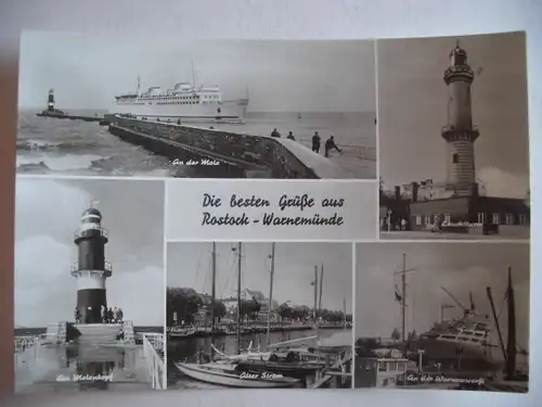 Alte AK Rostock Warnemünde Leuchtturm Schiffe [U268]