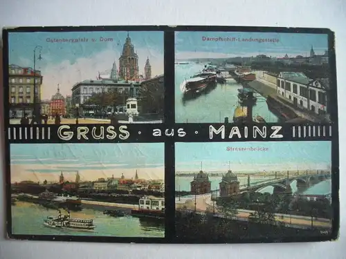 Alte AK Mainz Mehrbildkarte 1916 Schiffe Schifffahrt [S445]