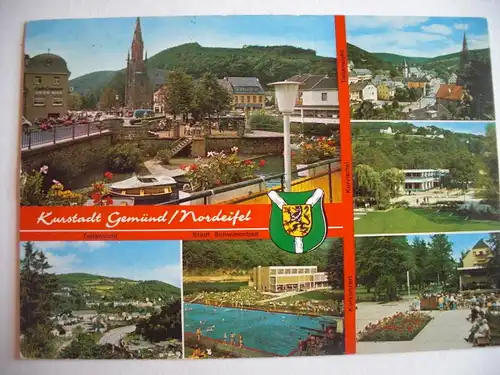 Alte AK Gemünd Eifel Mehrbildkarte Schwimmbad, Kurviertel… [aF374]