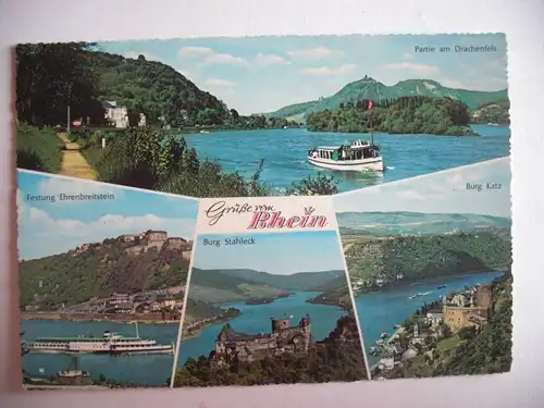 Alte AK Rhein Mehrbildkarte Burg Stahleck, Katz Drachenfels [aF453]