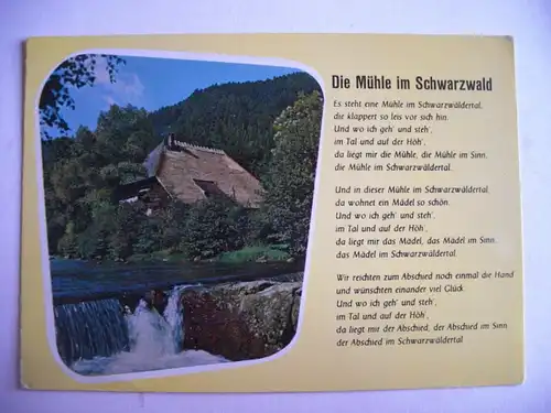 Alte AK Schwarzwald Die Mühle Lied Gedicht [aF454]
