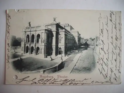 Alte AK Augsburg Theater um 1900 (gelocht!!!) [aF533]