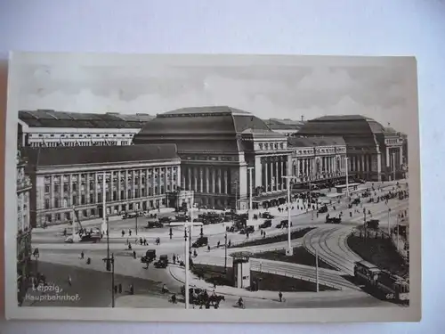 Alte AK Leipzig Hauptbahnhof um 1940 [P265]