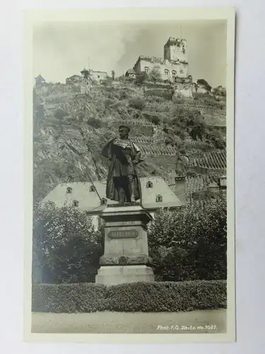 Alte AK Kaub Burg Gutenfels Blücherdenkmal um 1915 [aX90]