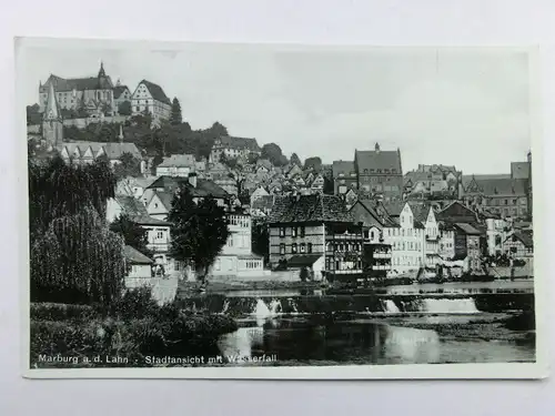 Alte AK Marburg Lahn Stadtansicht Wasserfall 1938 [aX112]