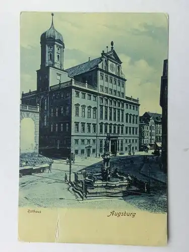 Alte AK Augsburg Rathaus (m. Einriss) [aX114]