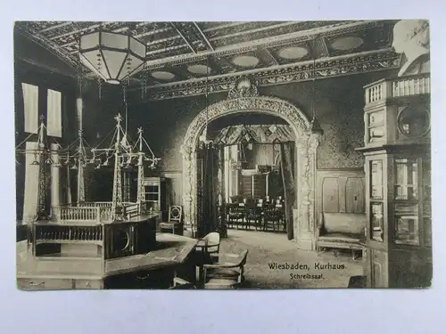 Alte AK Wiesbaden Kurhaus Schreibsaal [aX131]