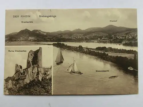 Alte AK Der Rhein Nonnenwerth Drachenfels Honnef 1915 [aX144]