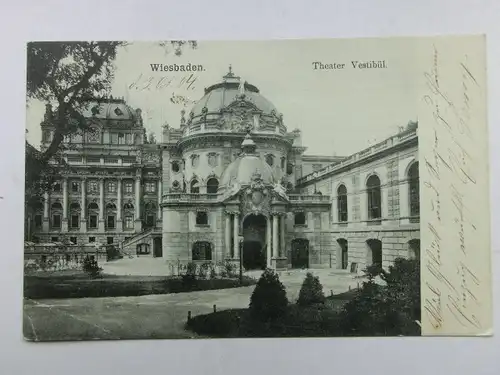 Alte AK Wiesbaden Theater Vestibül 1904 [aX150]