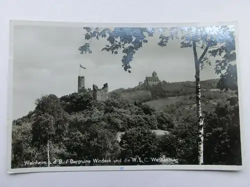 Alte AK Weinheim Burgruine Windeck u. Wachenburg 1938 [aX236]