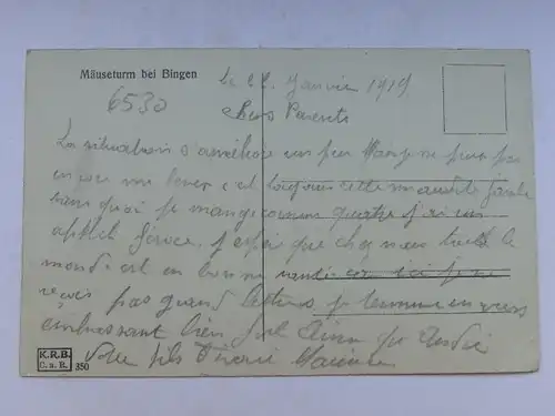 Alte AK Bingen Mäuseturm 1919 [aX256]