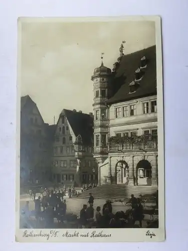 Alte AK Rothenburg Markt mit Rathaus [A1552]