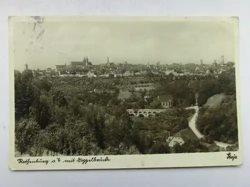 Alte AK Rothenburg mit Doppelbrücke 1937 [A1554]