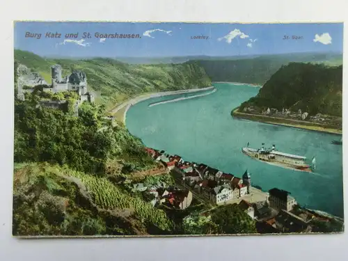 Alte AK St. Goarshausen Burg Katz Loreley [A1590]