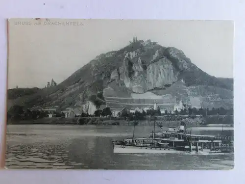 Alte AK Drachenfels Rhein Schiffe Schifffahrt um 1900 [aJ774]