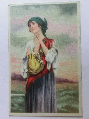 Alte AK Grußkarte Frau Mode Kleid [aX728]