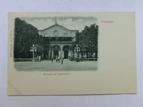 Alte AK Wiesbaden Kursaal mit Restaurant um 1900 [aX385]