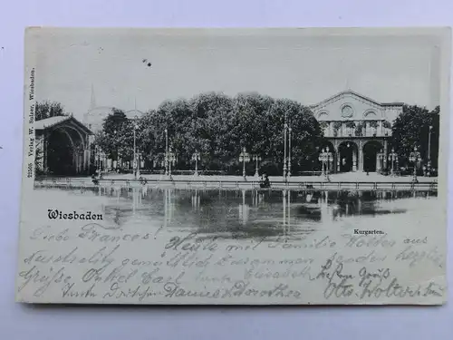 Alte AK Wiesbaden Kurgarten 1903 [aX69]