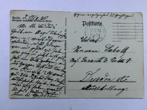 Alte AK Berlin Kgl. Hochschule für Bildende Künste 1920 [aX95]