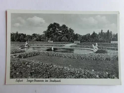 Alte AK Erfurt Sorge Brunnen im Stadtpark [1090]