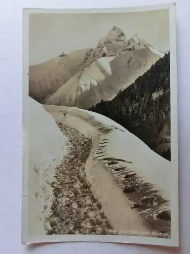 Alte AK Oberstorf Weg nach Gruben Winter Schnee [1101]