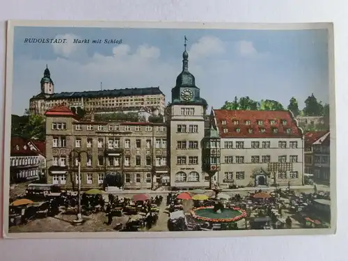 Alte AK Rudolstadt Markt mit Schloß [1155]