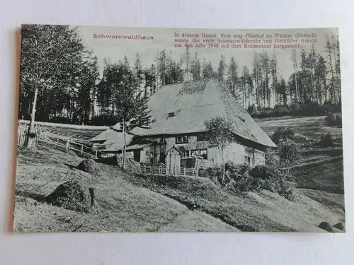 Alte AK Schwarzwaldhaus Glashof Waldau Rödeck 1925 [aX739]