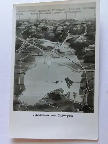 Alte AK Panoramakarte Chiemgau Chiemsee [aX762]