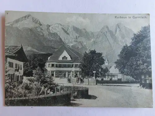 Alte AK Garmisch Partenkirchen Kurhaus 1918 [aE651]