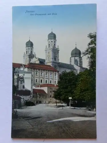 Alte AK Passau Inn Promenade m. Dom [aE656]