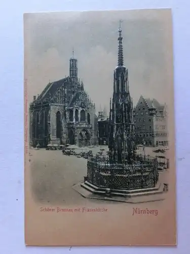 Alte AK Nürnberg Prägekarte Schöner Brunnen um 1910 [aE664]