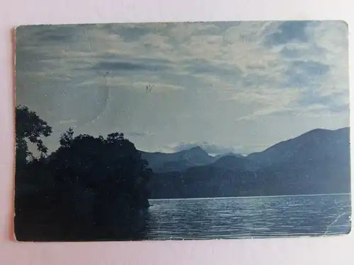 Alte AK Grußkarte See Berge Wolken [aT802]