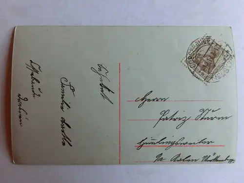 Alte AK Grußkarte Neujahr Uhr Mädchen  [aT844]