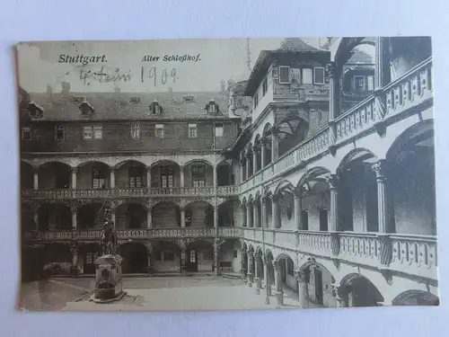 Alte AK Stuttgart Alter Schlosshof 1909 [aE591]