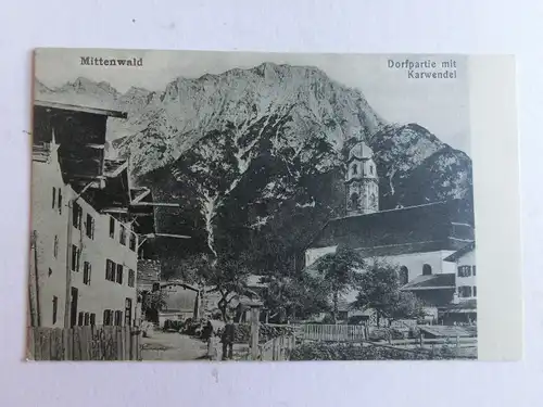 Alte AK Mittenwald Dorfpartie um 1920 [aE624]