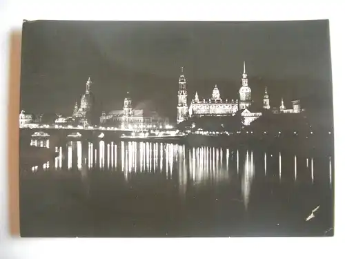 Alte AK Dresden bei Nacht Blick v. d. Marienbrücke [U30]