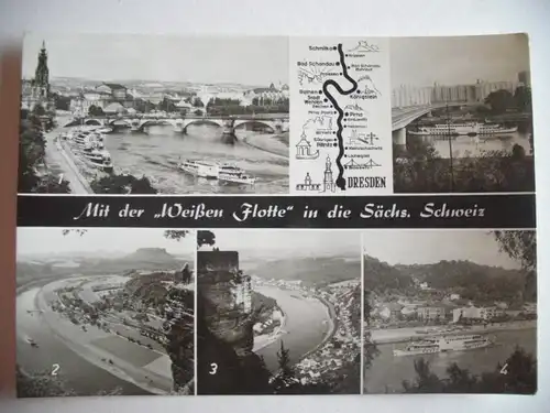 Alte AK Weiße Flotte Sächsische Schweiz Mehrbildkarte [U101]