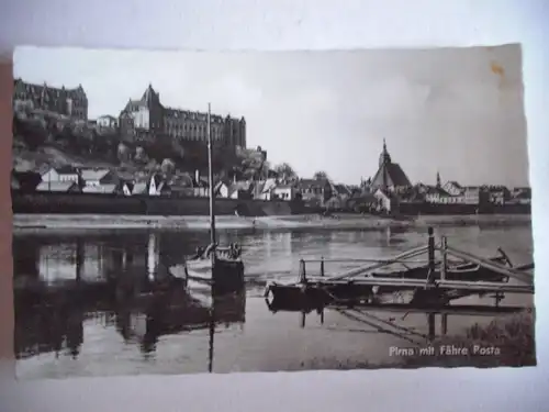Alte AK Pirna mit Fähre Posta [aG293]