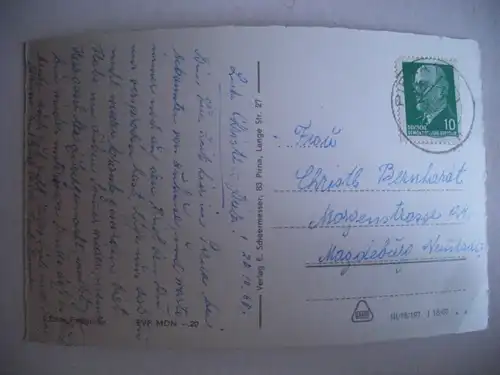 Alte AK Pirna mit Fähre Posta [aG293]