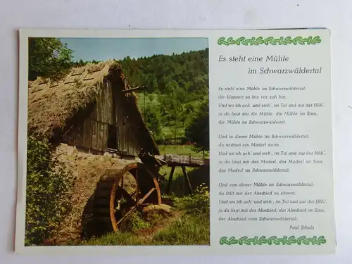 Alte AK Schwarzwald Es steht eine Mühle im… Gedicht [aJ1200]
