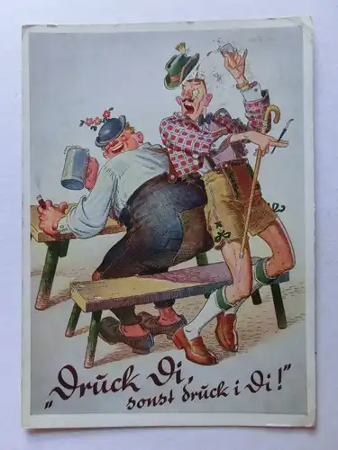 Alte AK Scherzkarte Bier Lederhose Bayern [aJ1209]