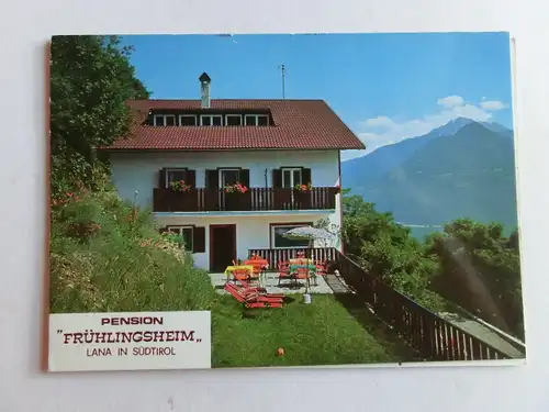 Alte AK Lana Südtirol Pension Frühlingsheim Klappkarte [aJ1214]
