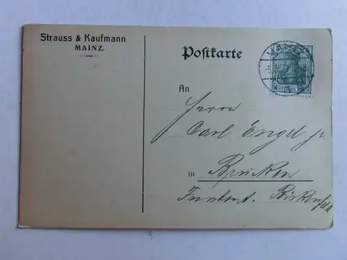 Alte AK Ganzsache Mainz Strauss & Kaufmann [aJ1225]