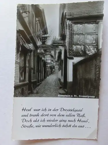 Alte AK Rüdesheim Drosselgasse mit Text [aJ1313]