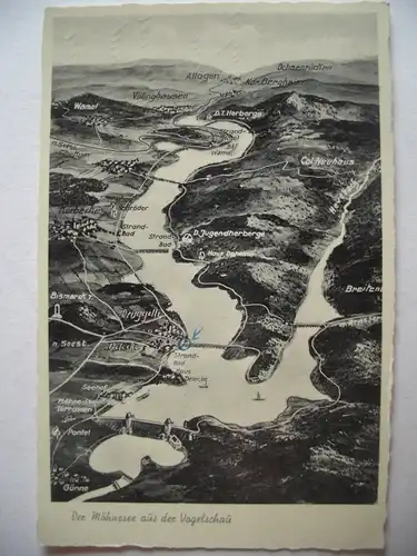 Alte AK Der Möhnesee aus der Vogelschau [Z802]