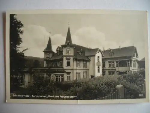 Alte AK Schierke Haus der Freundschaft (m. Knickfalte) [Z858]