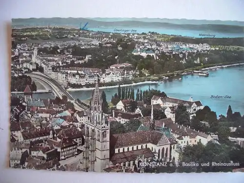 Alte AK Konstanz Basilika Rheinausfluss [Z28]