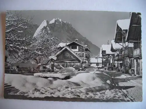 Alte AK Garmisch Partenkirchen Frühlingsstraße Winter Schnee [Z342]