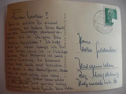 Alte AK Ueckermünde Auf der Uecker Segelboot [aA304]